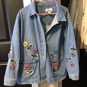 Floral denim jacket
